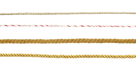 Set of different tioes of rope isolated