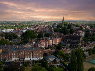 Fototapeta na wymiar An aerial view of the market town of Shrewsbury in Shropshire, UK