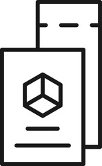 Ticket for transport and travel sign. Monochrome and minimalistic vector sign. Editable stroke. Vector line icon of cube on ticket