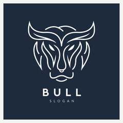 Creative line art bull logo
