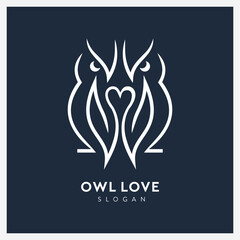 Creative line art twin owl logo