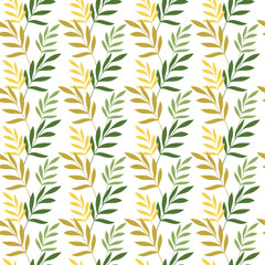 Leaf seamless pattern vector. Abstract branches floral illustration. Flat leaves backdrop. Wallpaper, background, fabric, textile, print, wrapping paper or package design.