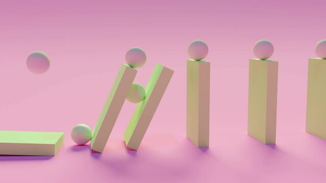 Simulaci&oacute;n de f&iacute;sicas en efecto domin&oacute;, render 3D a 30 fps