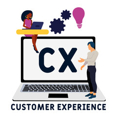 CX - customer experience acronym. business concept background. vector illustration concept with keywords and icons. lettering illustration with icons for web banner, flyer, landing pag