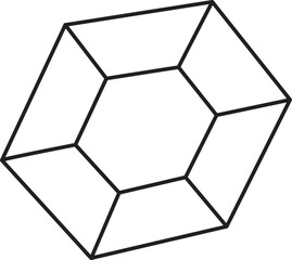 Simply hexagon diamond, black and white clipart