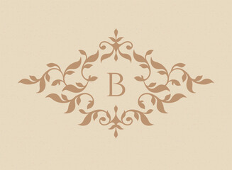 Floral frame monogram. Classic decorative element.
