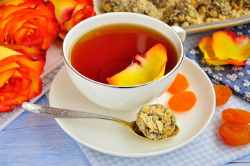 Cup of morning tea on kitchen table