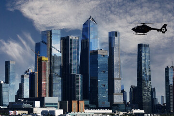 NY city skyline/helicopter