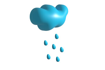 Vector 3D cloud with raindrops.