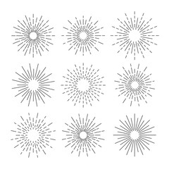 Vector sunburst. Sun burst set. Line design. Vector illustration