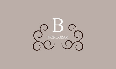 Elegant monogram design template for the letter B. Calligraphic exquisite ornament. Business sign, identity monogram for restaurant, boutique, cafe, etc