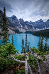 Evening View of the iconic Moraine Lake, Banff National Park, Alberta, Canada