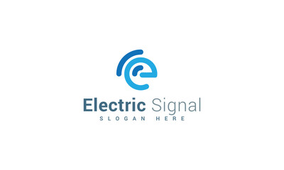 Letter e creative network signal technological logo