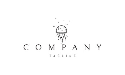 Vector logo on which an abstract image of a jellyfish in the ocean. © Дмитрий Василега