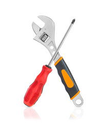 Repair service icon. Screwdriver and wrench on a white background.