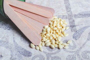 Wax for hair removal. Hair removal with wax.