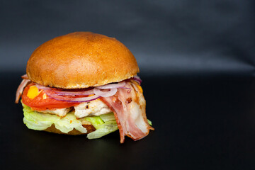 delicious fresh burger with bacon