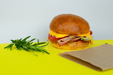 delicious fresh burger with bacon