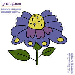 Colorful fantasy groovy doodle cartoon flower isolated on white background.