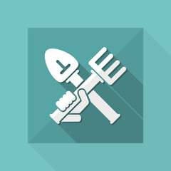 Shovel and rake icon