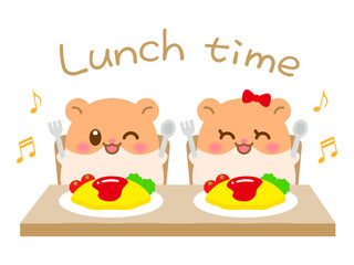 食事中のかわいいハムスターの素材＿ベクター