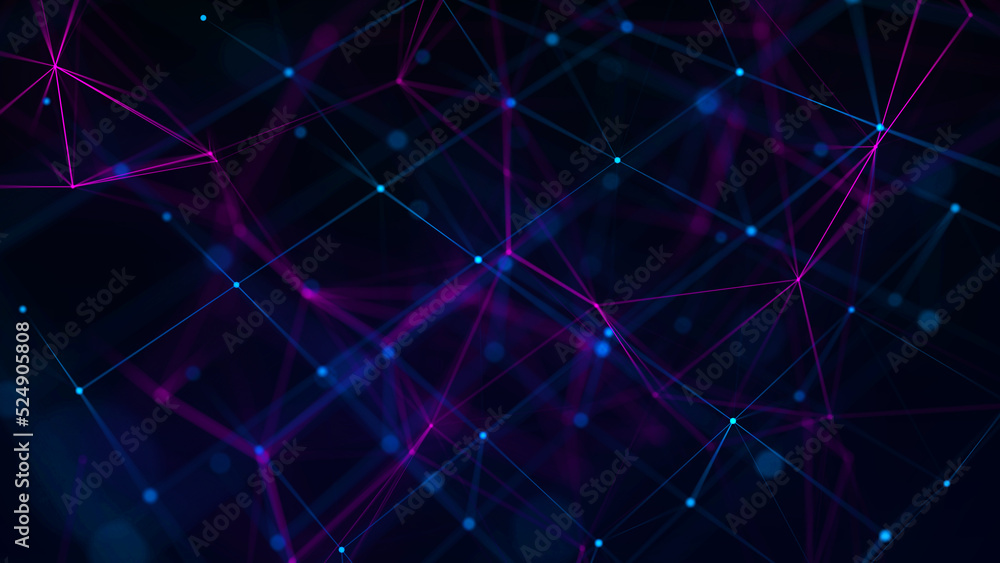 Aufkleber abstract background with connecting dots and lines. network connection structure. plexus effect. 3d
