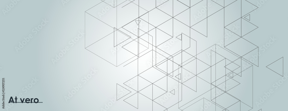 Poster Futuristic tile network and mosaic geometric construction. Honeycomb pattern on white background. Vector connet polygonal shapes