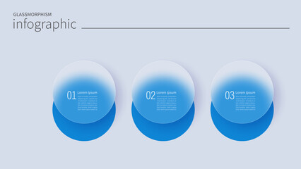 Infographic for 3 options, vector gradient design with realistic frosted glass, glassmorphism effect
