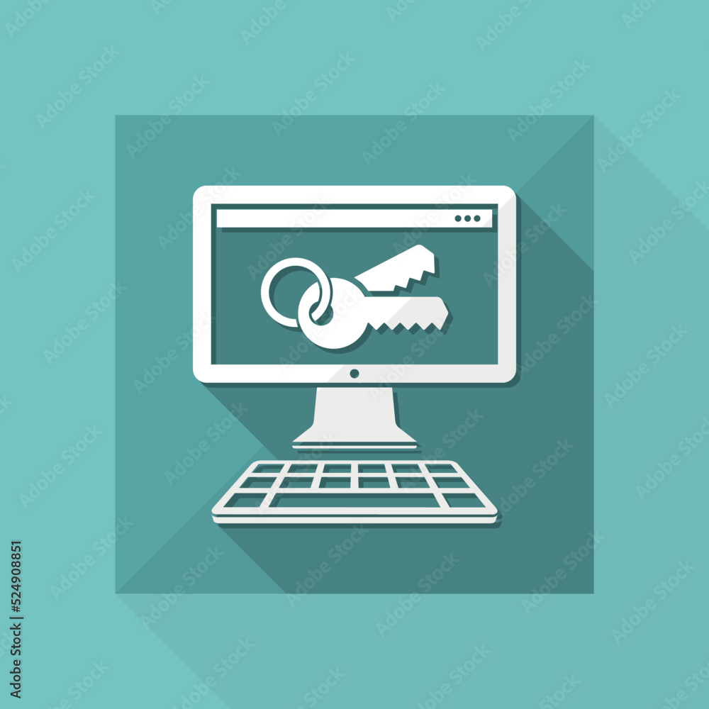 Poster computer password - flat minimal icon