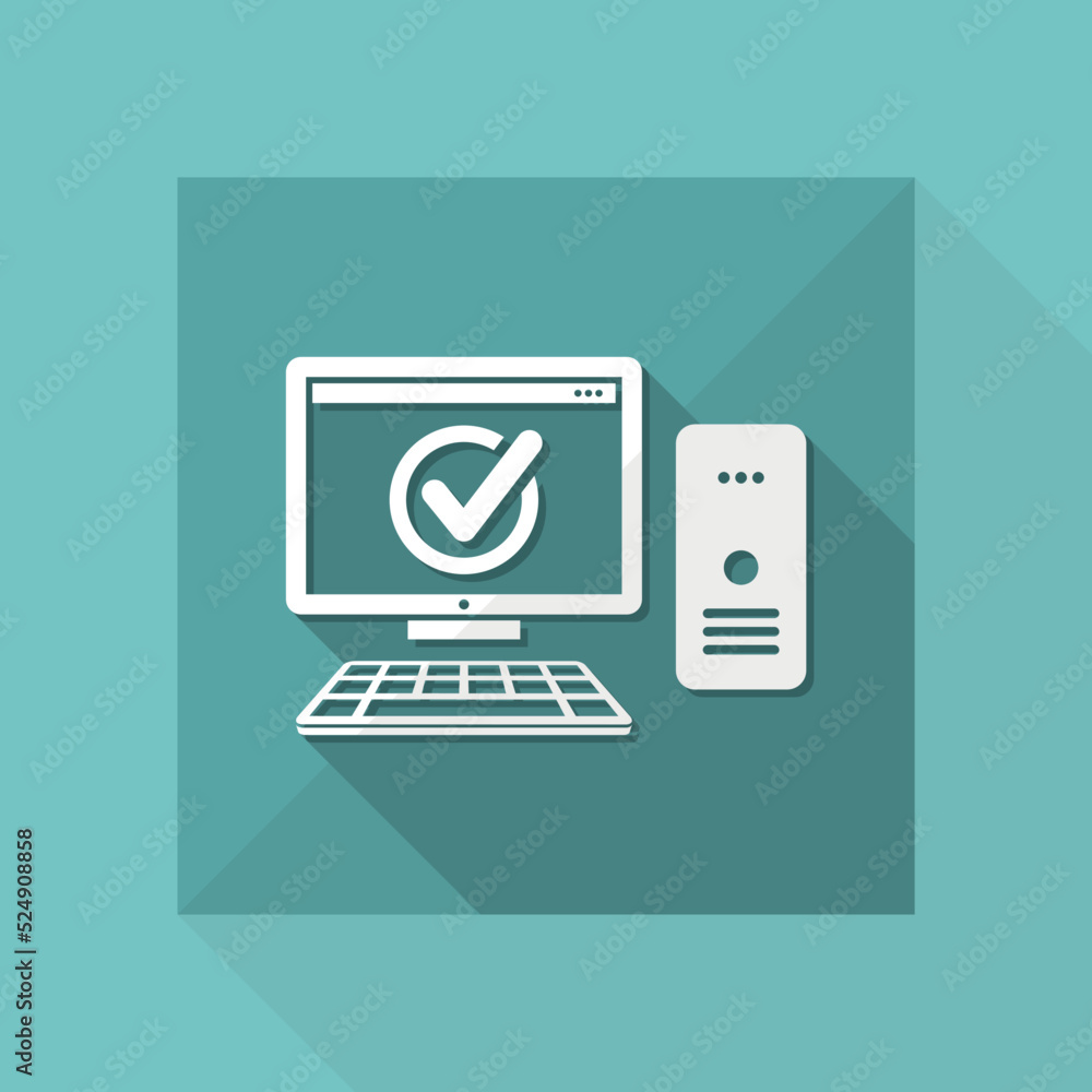Poster check computer - flat minimal icon