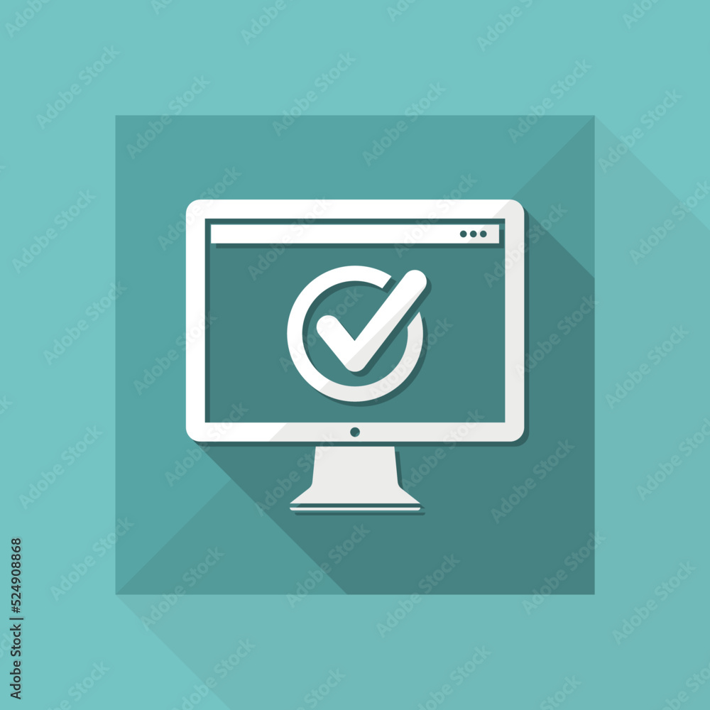 Poster check computer - flat minimal icon