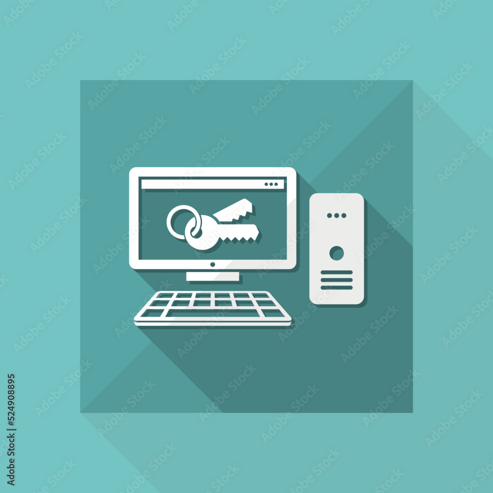 Poster computer password - flat minimal icon