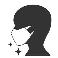 マスク着用　人物　横顔　シルエット