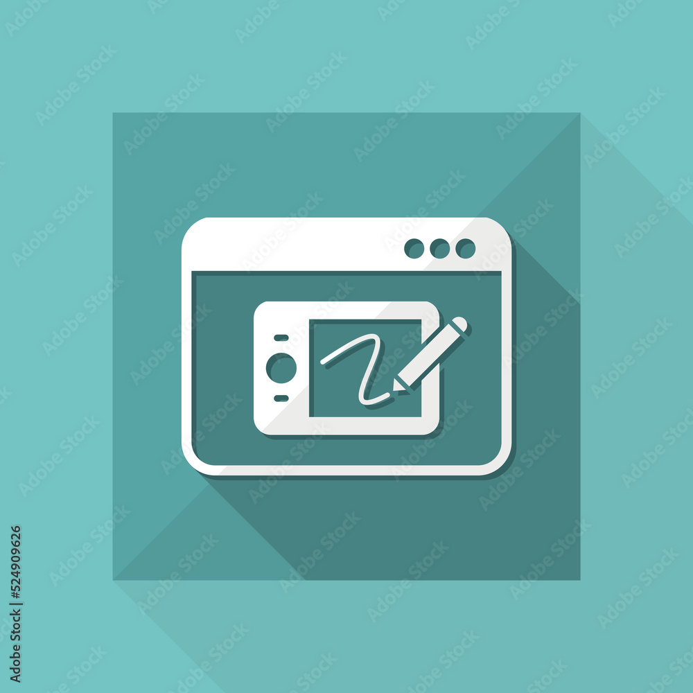 Poster designer tablet application - vector flat minimal icon