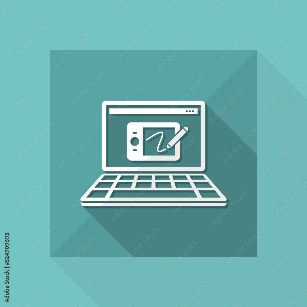Poster designer tablet application - vector flat minimal icon