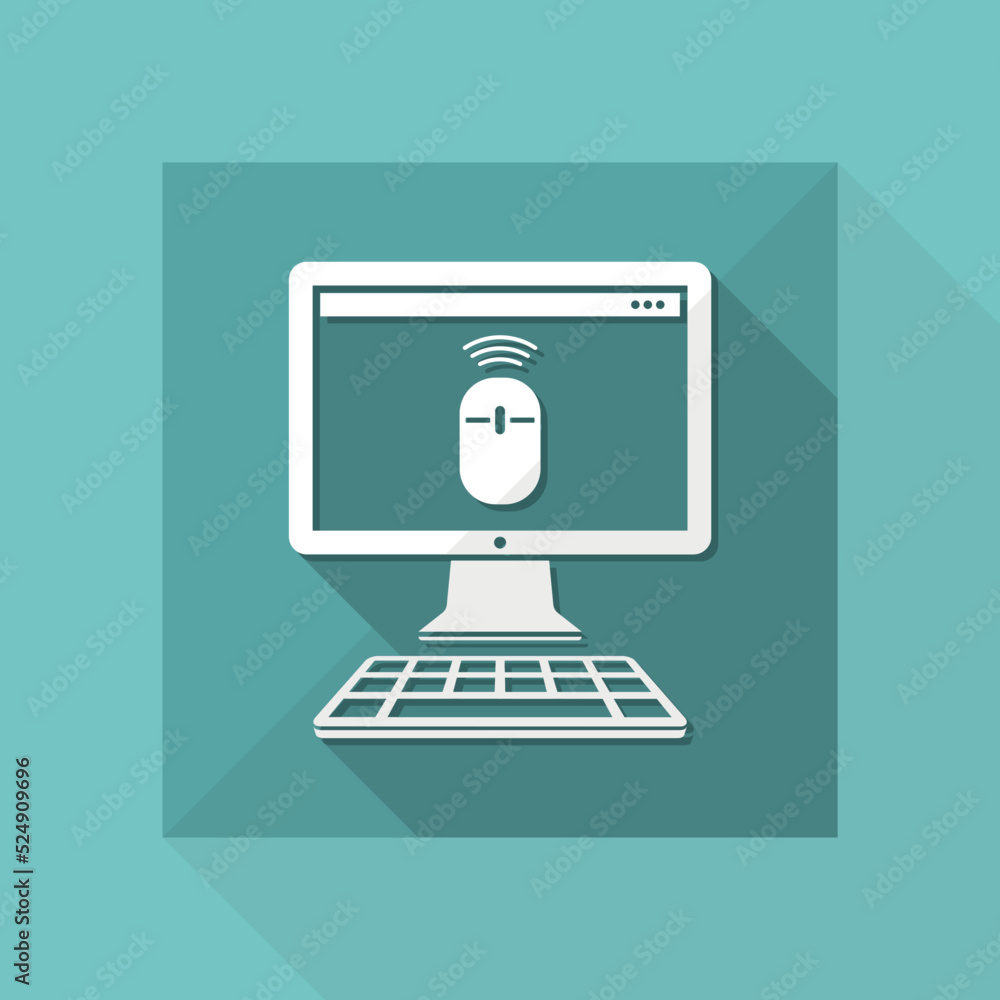 Poster wireless mouse - vector flat minimal icon