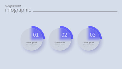 Infographic for 3 options, vector gradient design with realistic frosted glass, glassmorphism effect