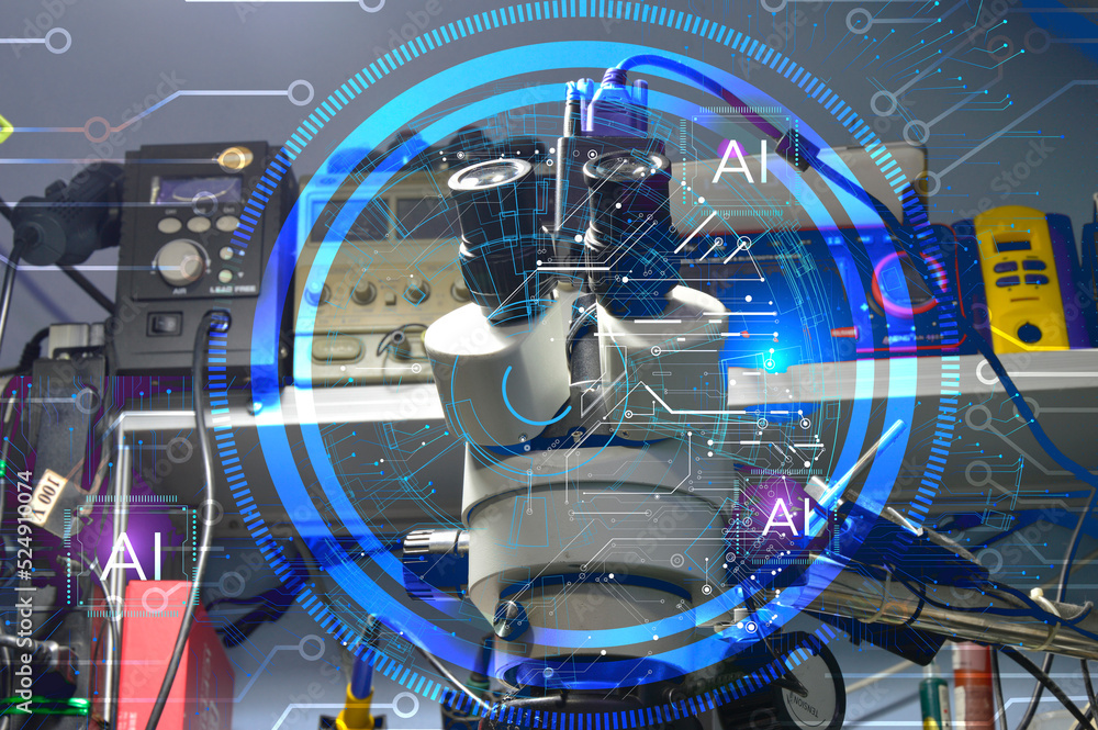 Aufkleber concept of invention and development artificial intelligence