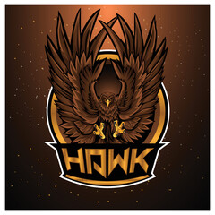 Hawk esport gaming mascot logo