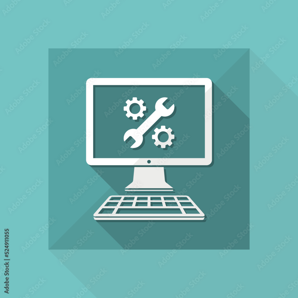 Poster computer setting - vector flat icon