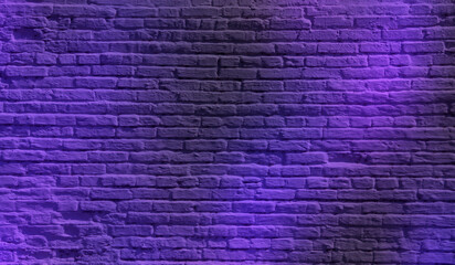 Plakat Neon lights on old grunge brick wall room background.