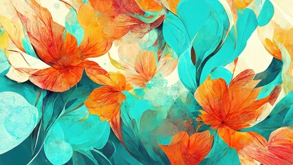 abstract watercolor background with flowers, massage spa aromatherapy beautiful calm wallpaper