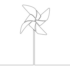 Continuous line drawing Origami paper windmill icon vector illustration concept