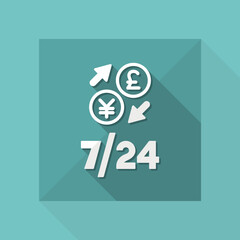 Foreign currency exchange 7/24 - Sterling - Yen - Vector web icon