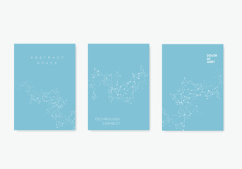 Abstract molecules brochure design. Vector cover template. Connect dots and lines. Text frame surface. Vector front page font design