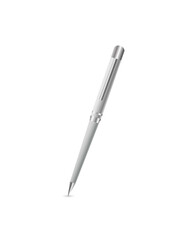 White silver pen on a white background. Luxury writing pen isolate