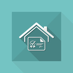 Fototapeta na wymiar House certification - Vector web icon