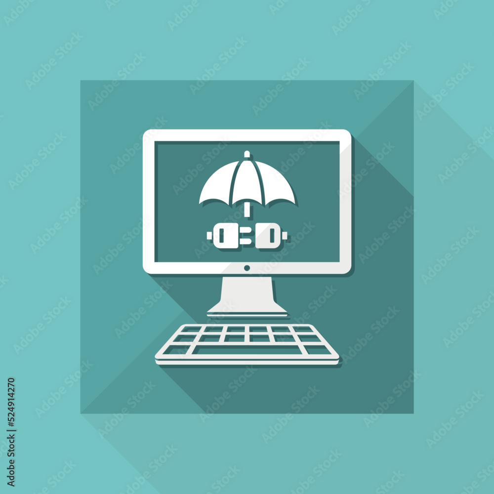 Poster protected pc connection - vector web icon