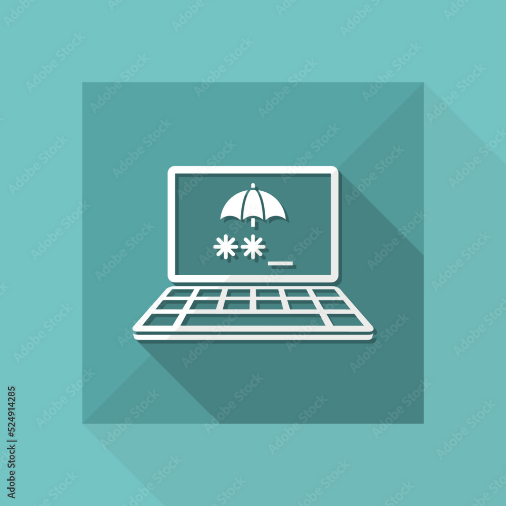 Aufkleber password access protection on computer - vector flat icon