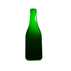 Green Glass Bottle 3D Transparent Background